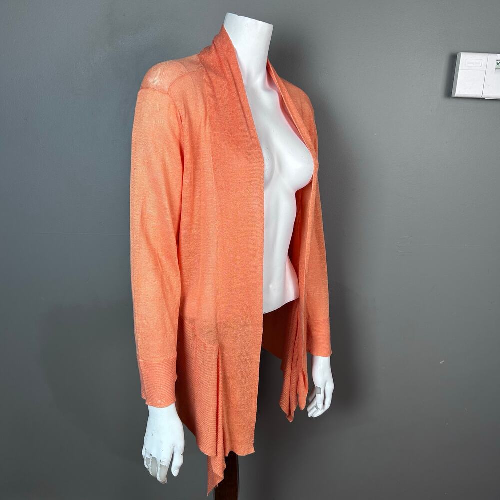 Nic+Zoe cardigan XL linen orange melon spring summer cascade feminine open